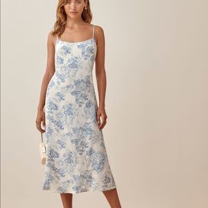 Reformation Blue Floral Midi Dress